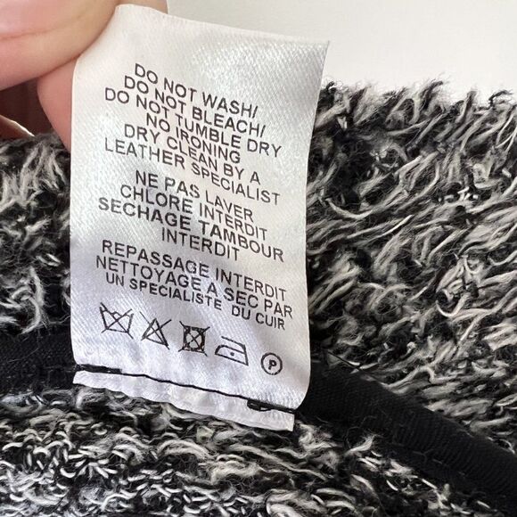 IRO Derby Boucle Knit Leather Trim Full Zip Jacket in Gris Souris - Picture 8 of 8